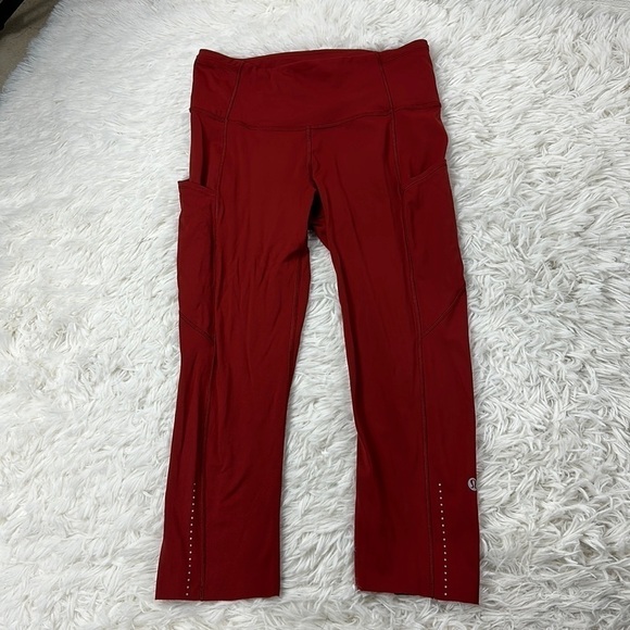 Lululemon Fast & Free Crop II *Nulux 19" Dark Sport Red - Picture 1 of 6